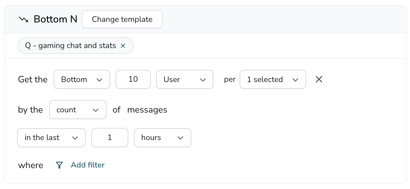 Bottom N predefined query