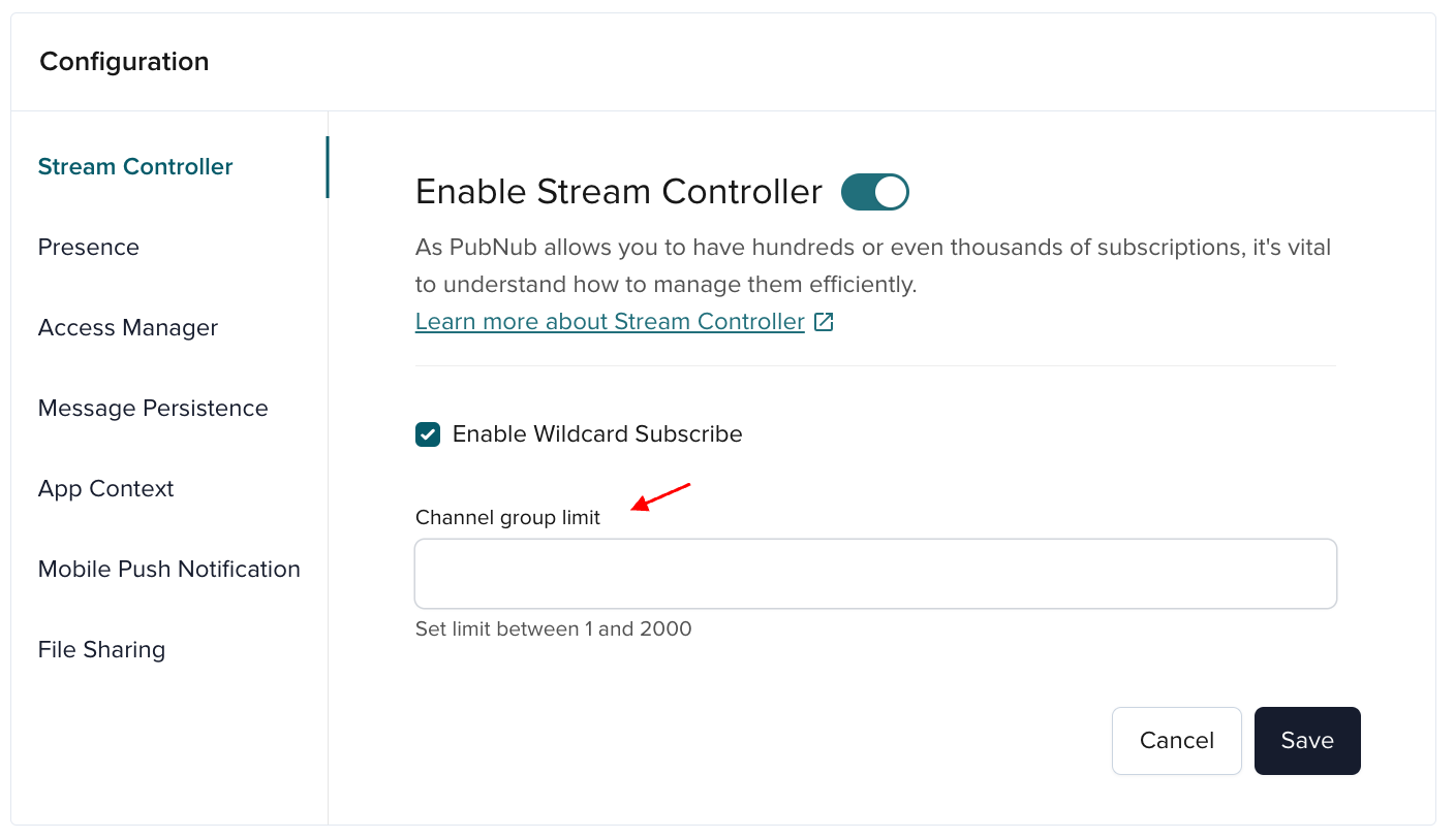 Channel group limits