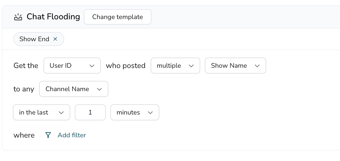 Chat flooding spam predefined query