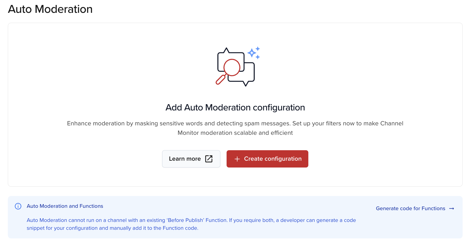 Create Configuration button in Auto Moderation