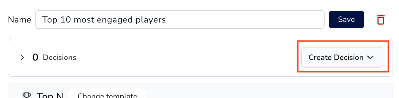 Create Decision button