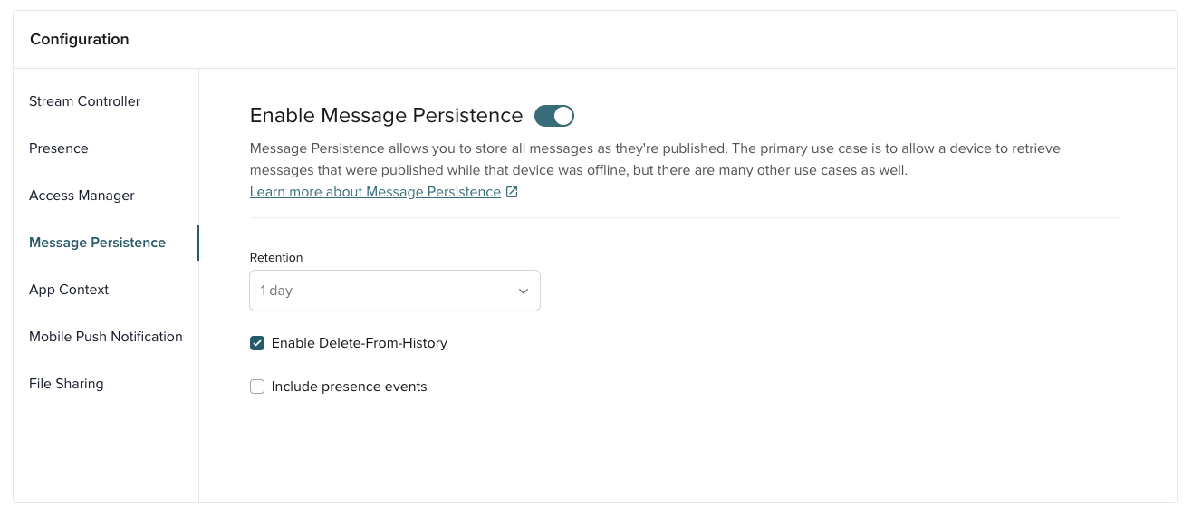 Enable message persistence
