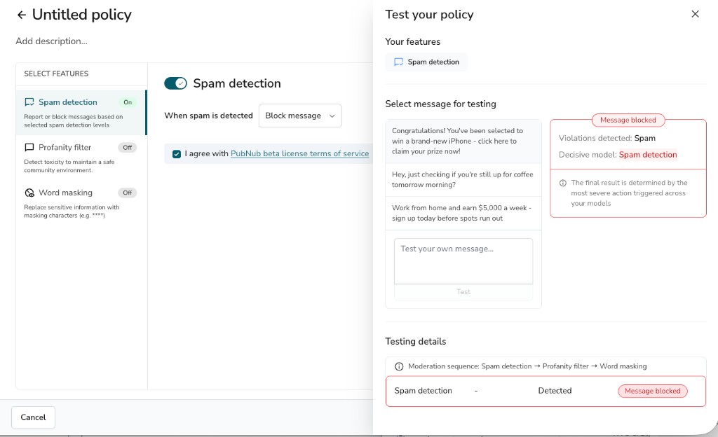 Test your policy panel