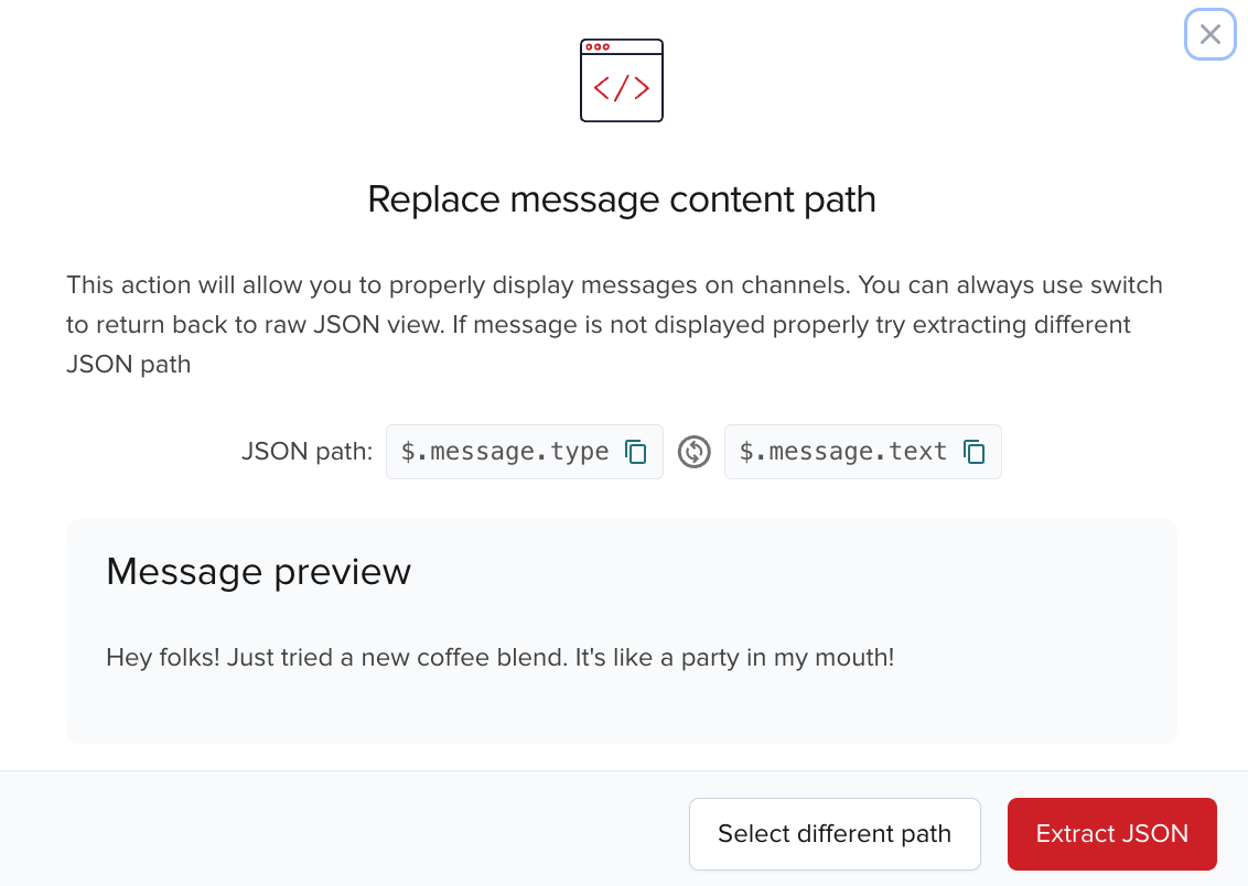 Replace message content path