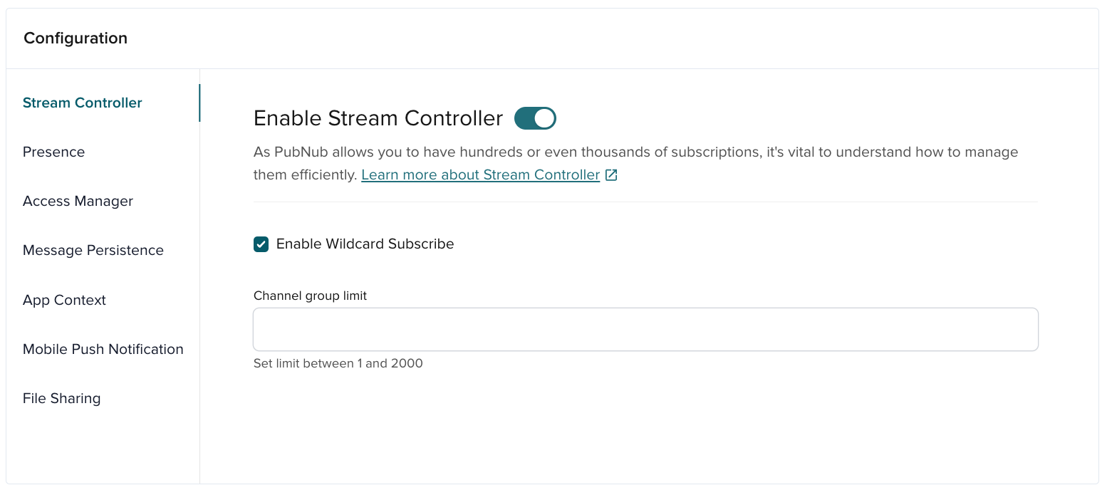 Stream Controller in Admin Portal