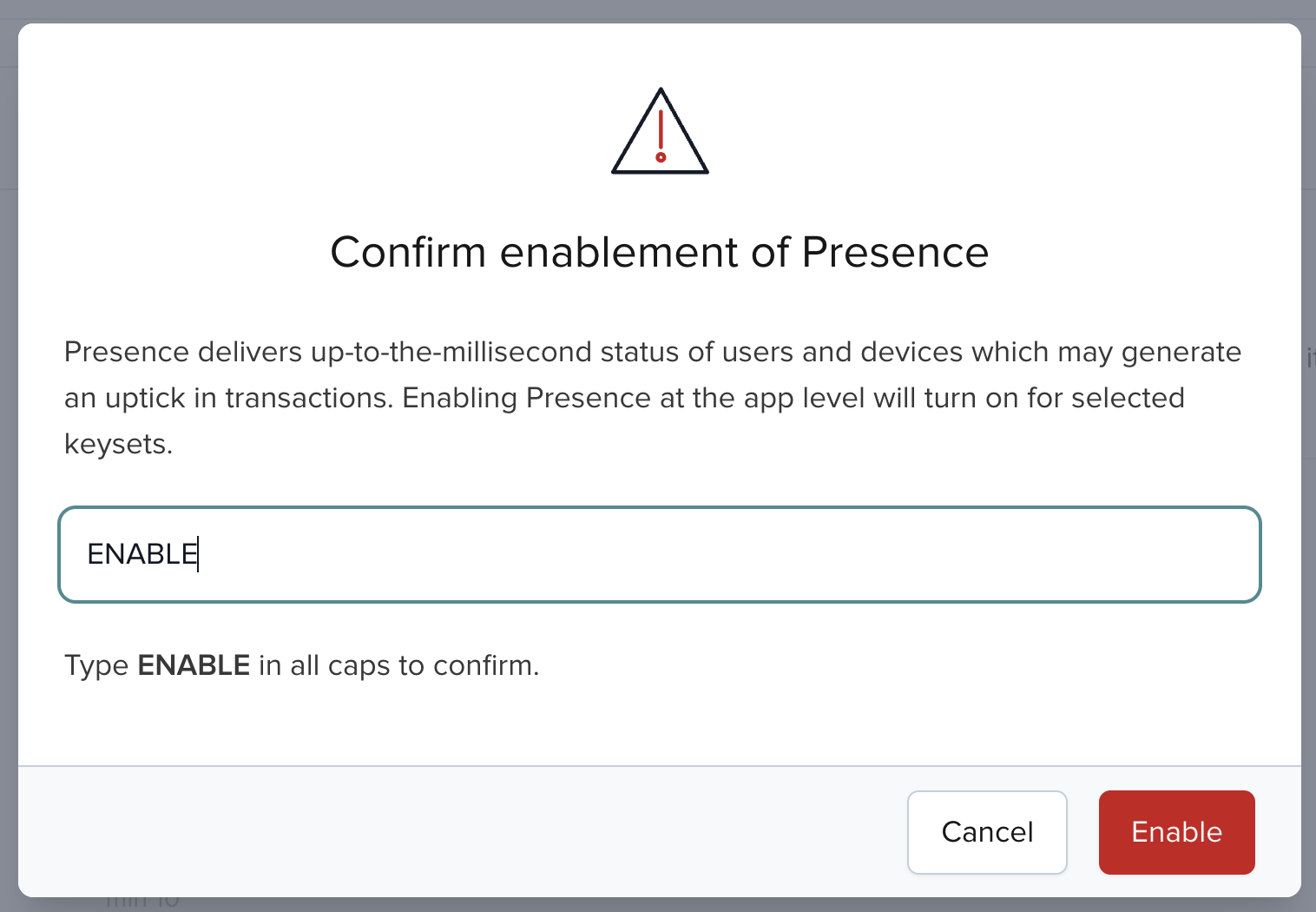 Portal Configuration: Presence Enable Confirm